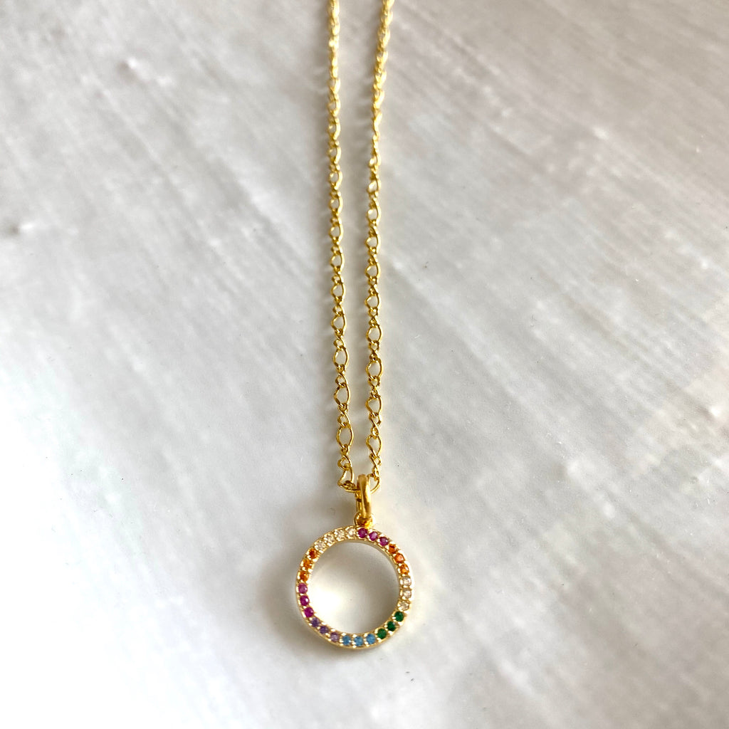 Rainbow plated charm necklace