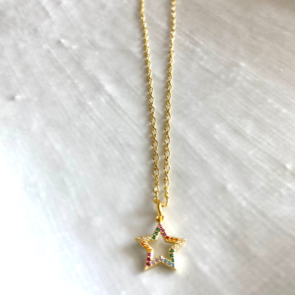 Rainbow plated charm necklace