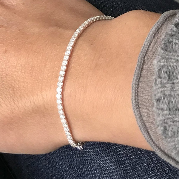 Cubic zirconia sterling silver tennis bracelets