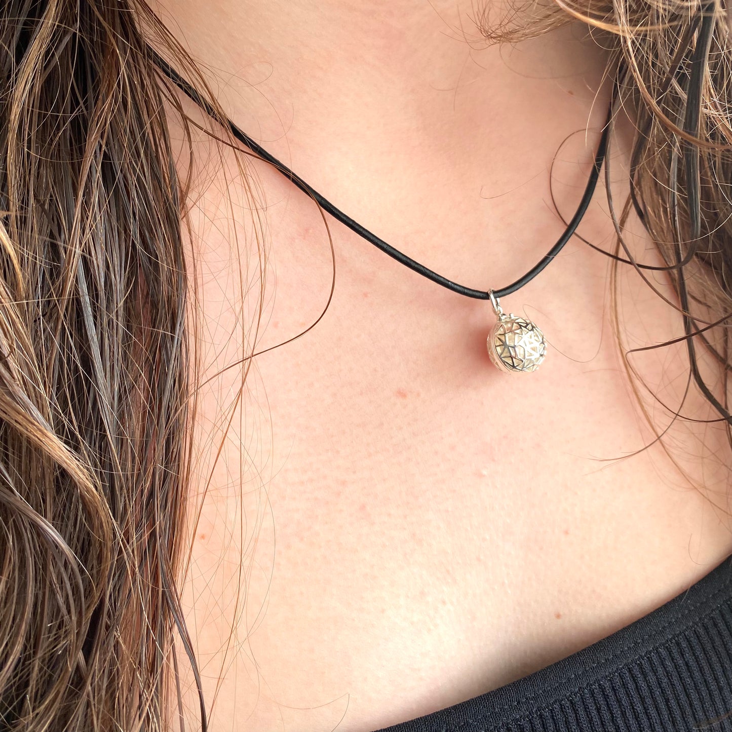 Hidden pearl silver plated cage pendant