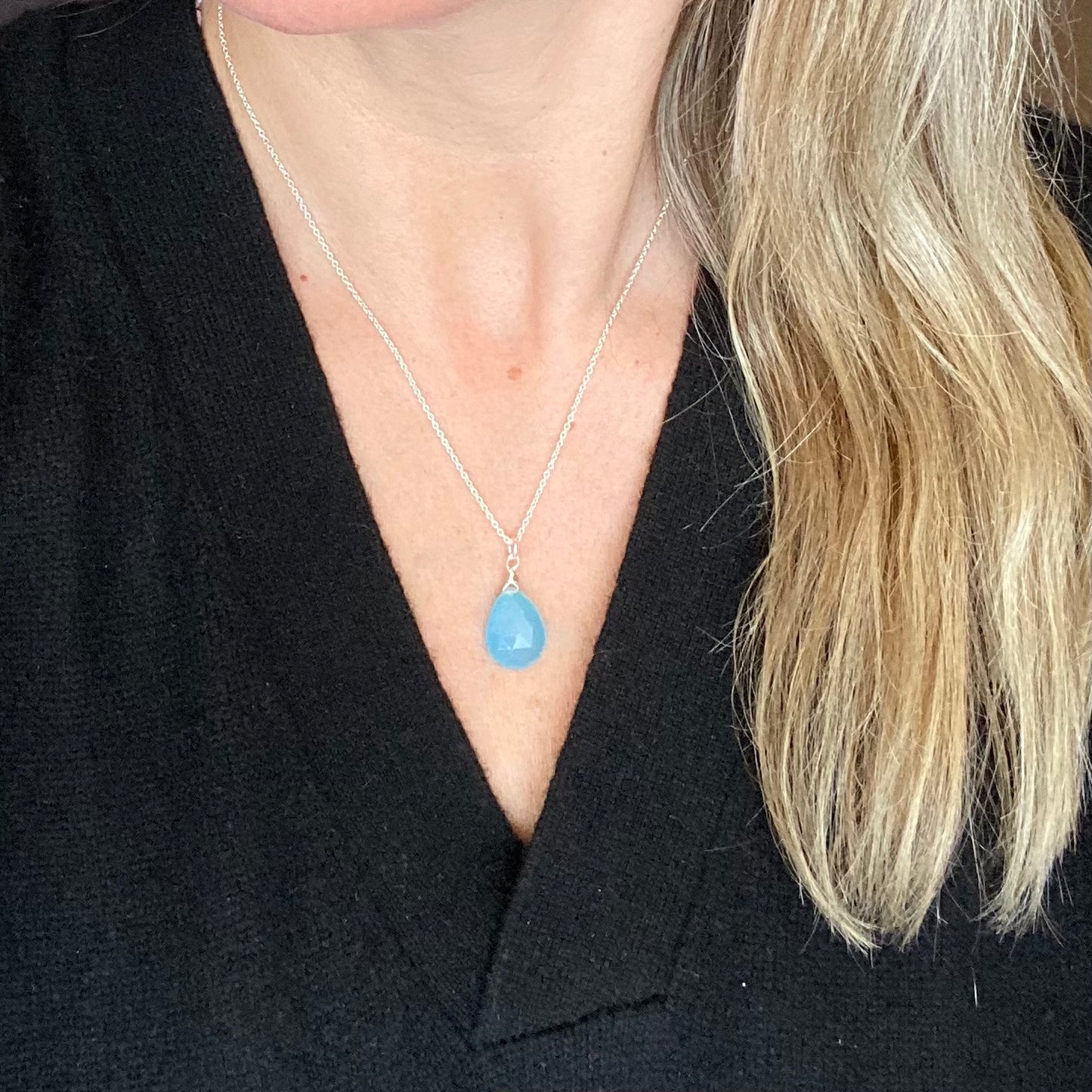 Chalcedony pear drop pendant