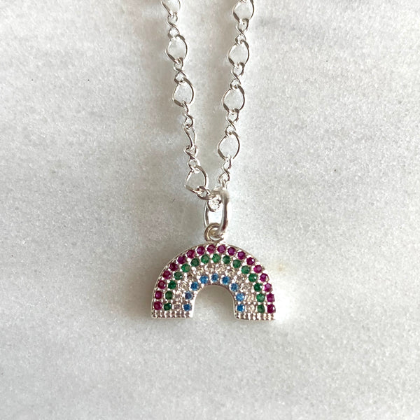 Rainbow plated charm necklace