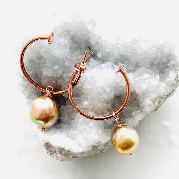 Statement baroque pearl hoop earrings