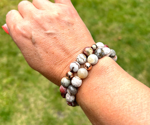 Botswana agate sterling silver bracelets