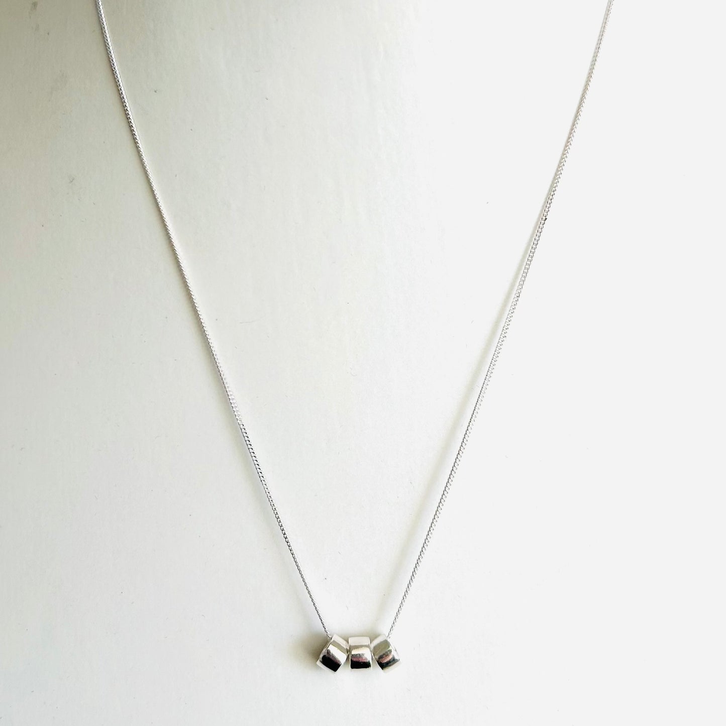 Triple stacker sterling silver necklace