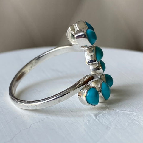 Sterling silver turquoise leaf ring