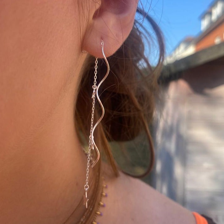 Spiral star threader earrings