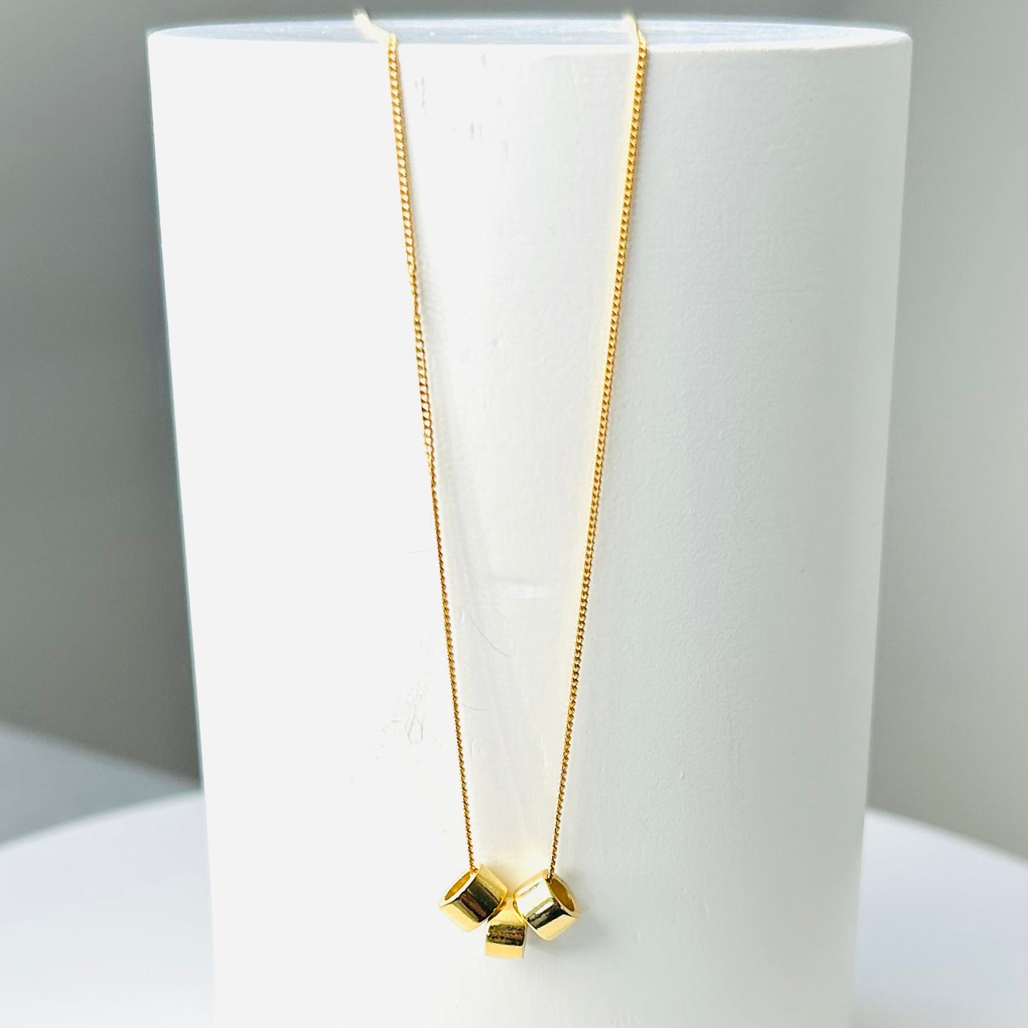 Triple stacker sterling silver necklace