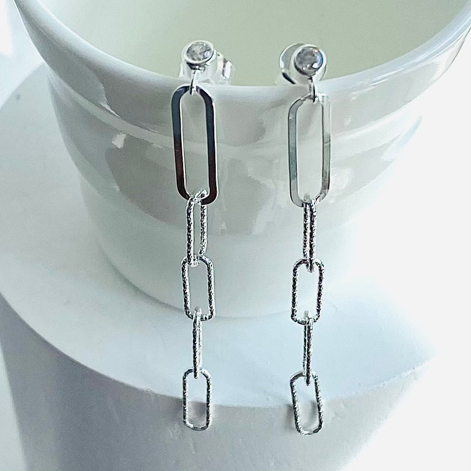 Paper clip long link earrings