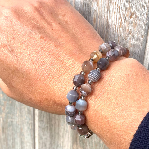 Botswana agate stacking bracelets