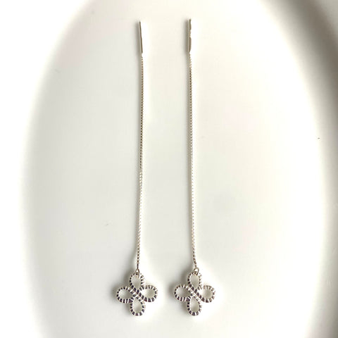 Four leaf clover threader earrings