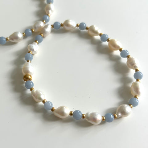 Pearl and Angelite bracelets