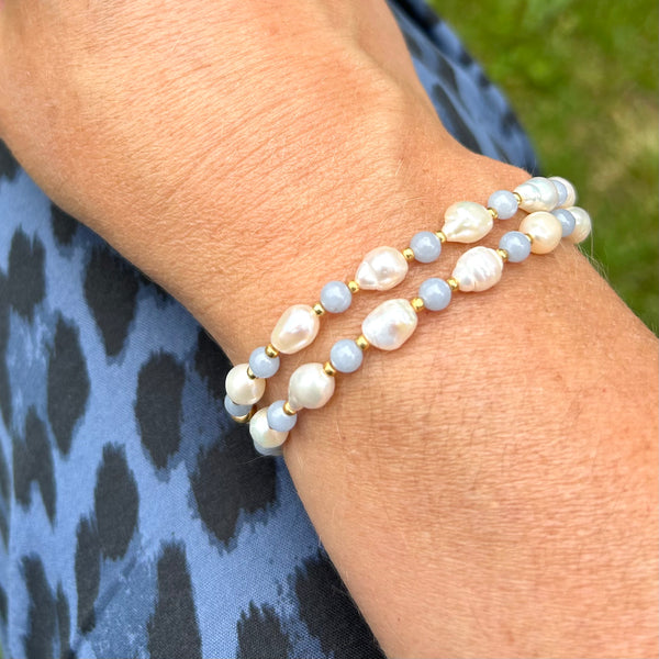 Pearl and Angelite bracelets