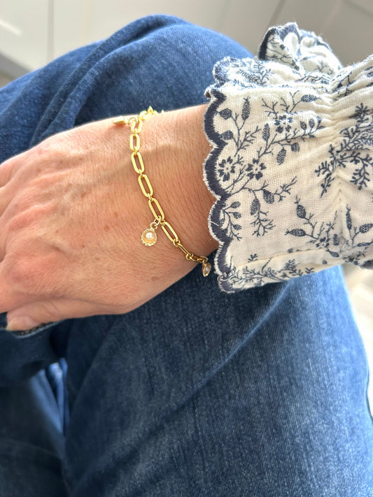 Gold oyster links bracelet