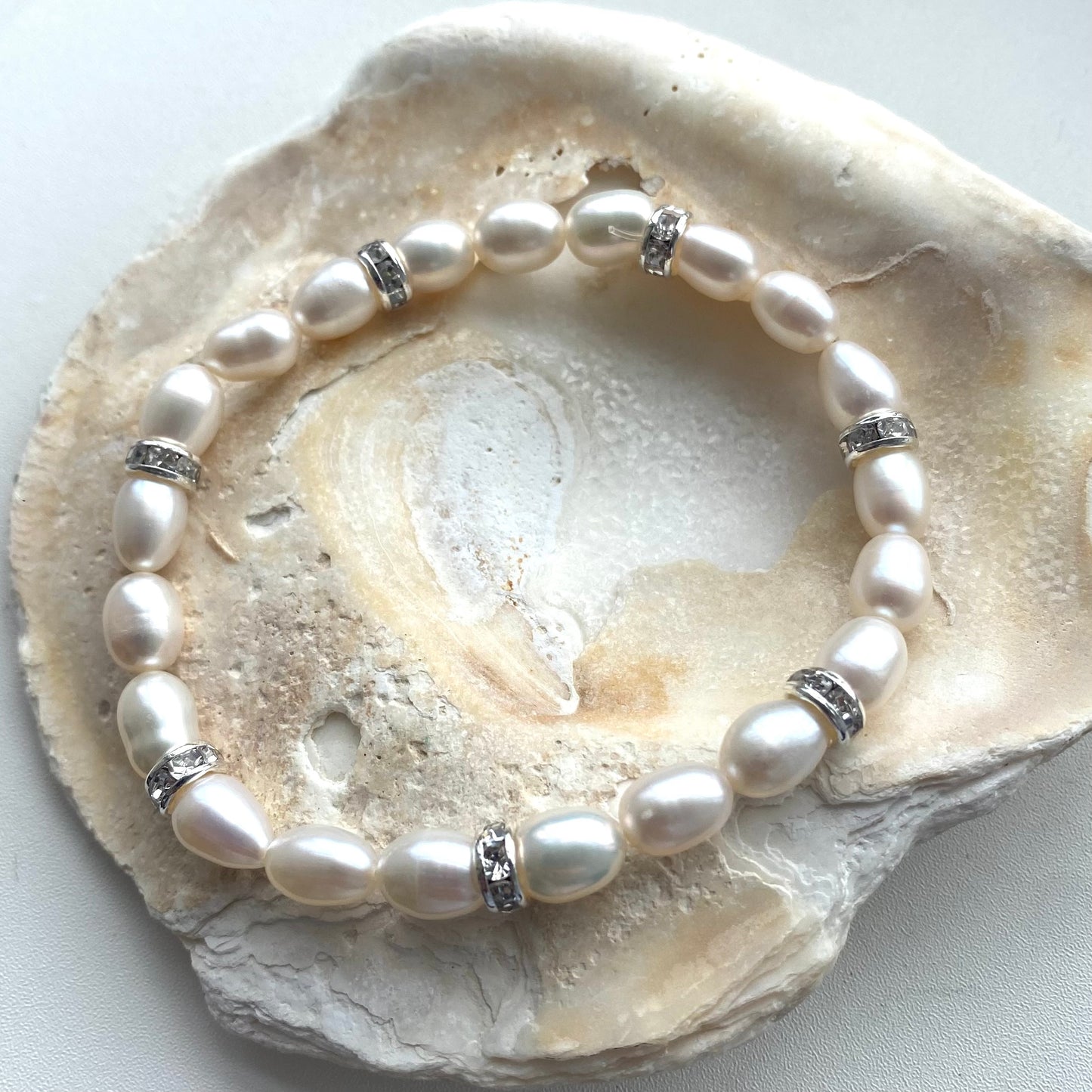 Pearl and Swarovski crystal stretch bracelets
