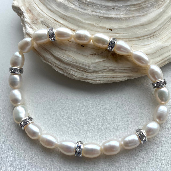 Pearl and Swarovski crystal stretch bracelets