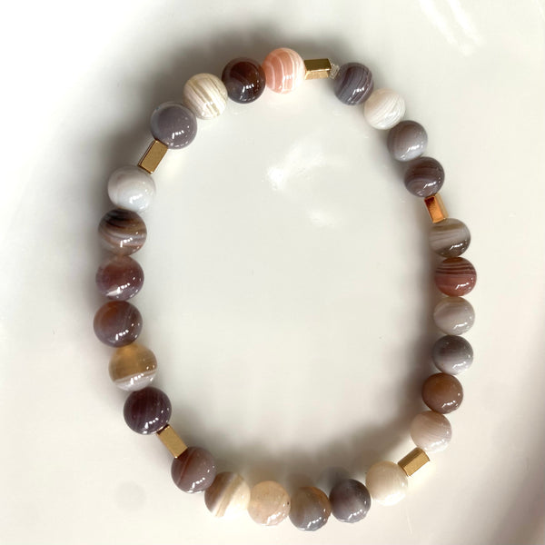 Botswana agate stacking bracelets