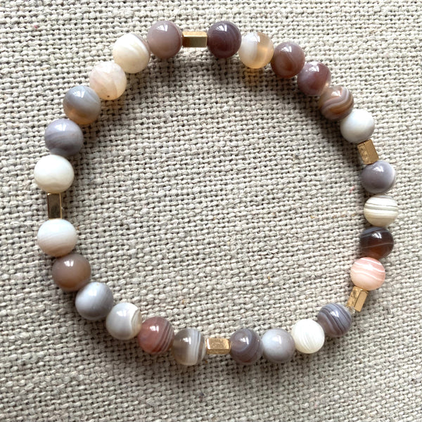 Botswana agate stacking bracelets