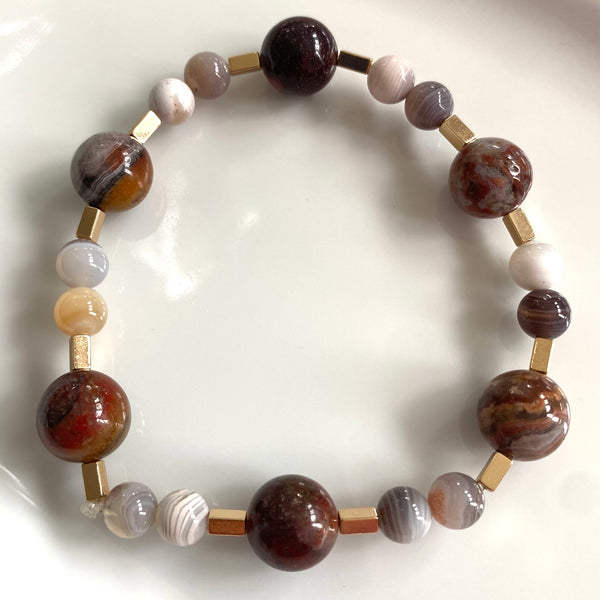 Botswana agate stacking bracelets