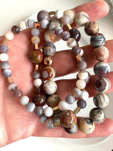 Botswana agate stacking bracelets