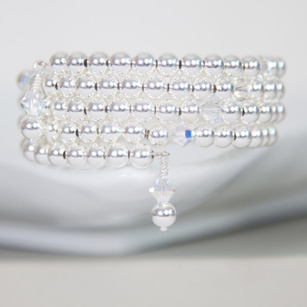 Wrap cuff with sterling silver and Swarovski crystal elements