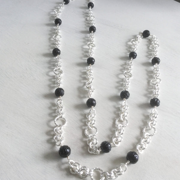 Long gemstone necklaces with handmade chain -click to view