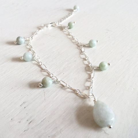 Jadeite and sterling silver bracelet