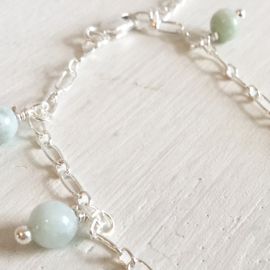 Jadeite and sterling silver bracelet