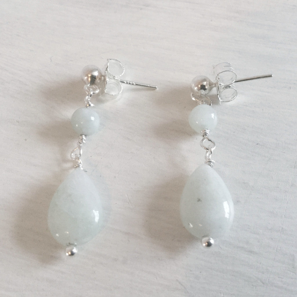 Jadeite and sterling silver long earrings
