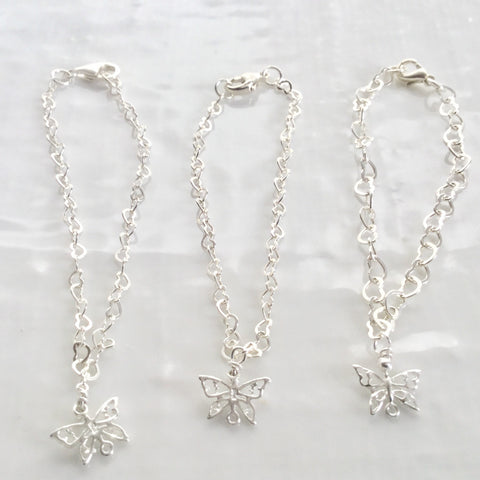 Bridesmaids sterling silver chain charm bracelets