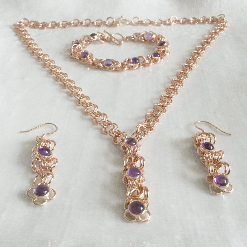 Sterling silver with amethyst suite of jewellery