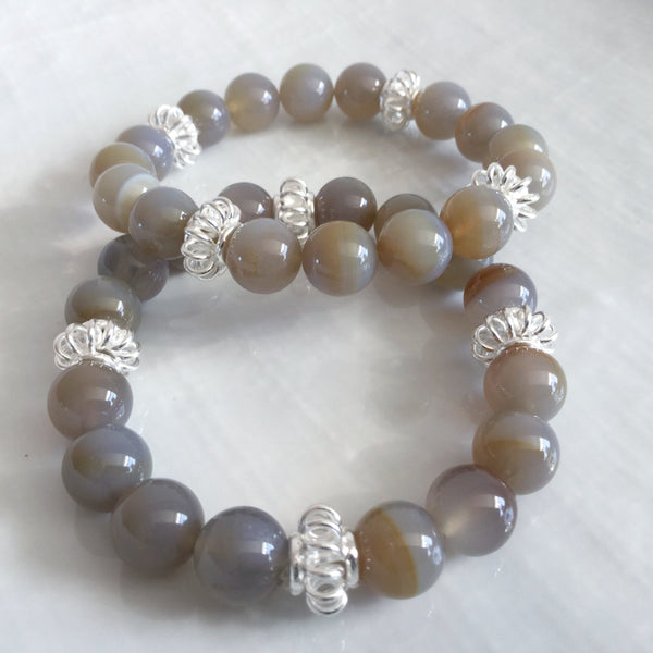 Grey agate bracelets