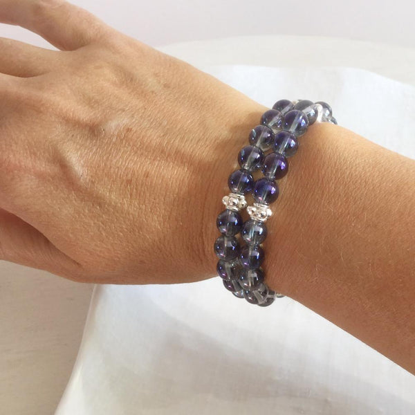 Blue rainbow coated quartz bracelets