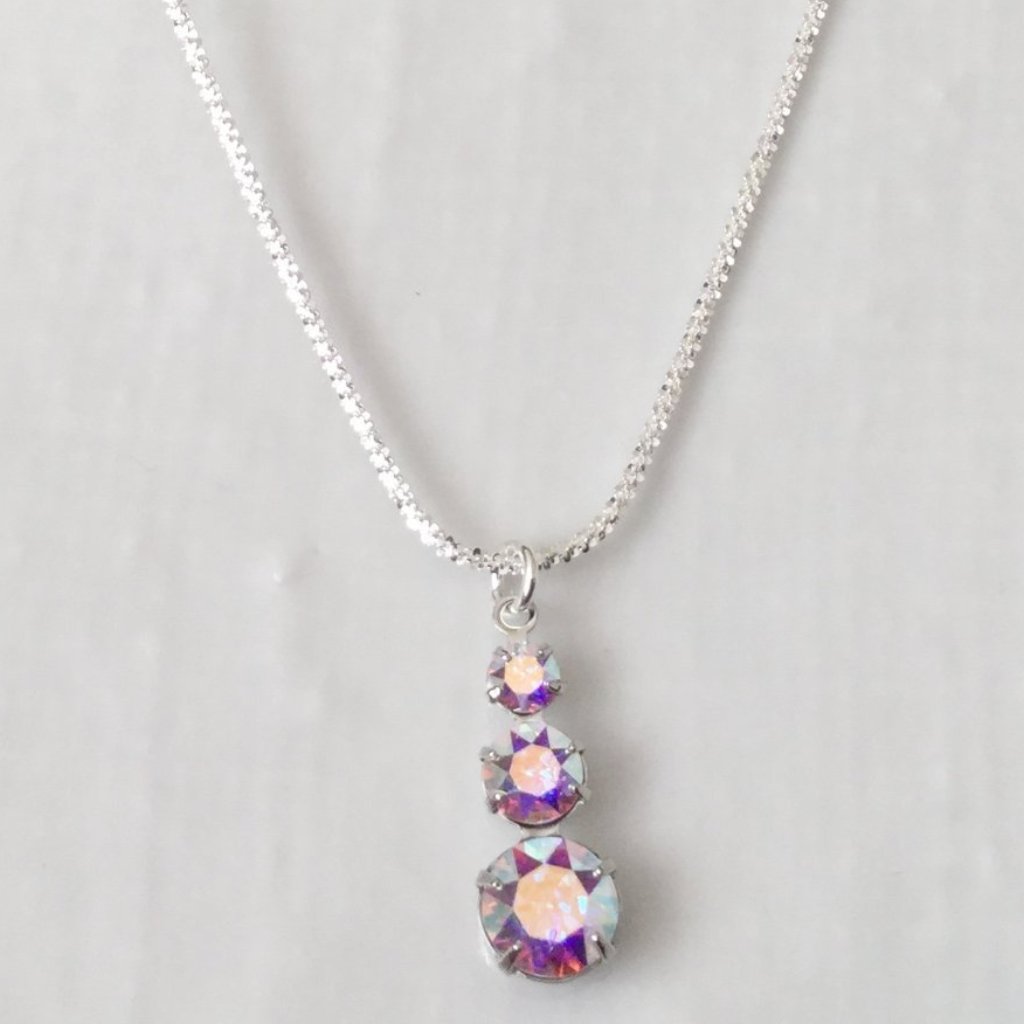 Swarovski crystal elements three drop graduated pendant necklace