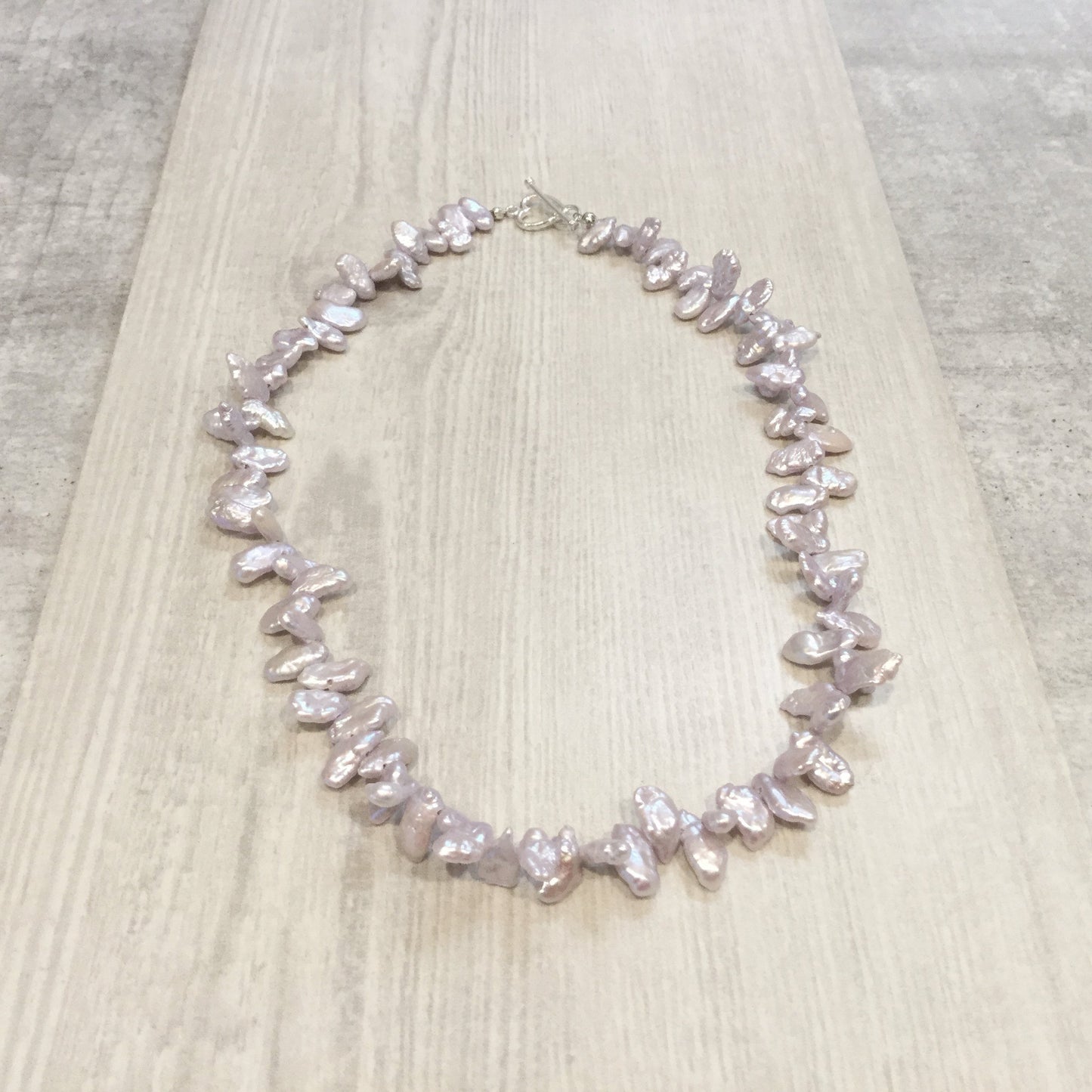 Lilac freshwater cultured Keshi pearl necklace