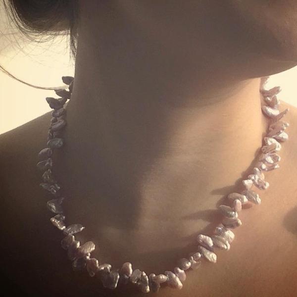 Lilac freshwater cultured Keshi pearl necklace