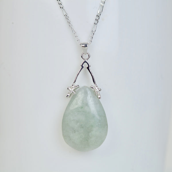 Jadeite pear drop pendant necklace