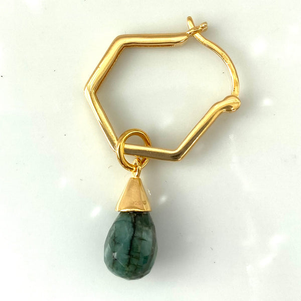 Mini hoops with Sakota emerald drops