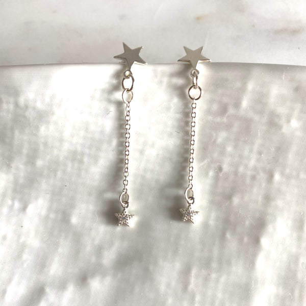 Star drop chain earrings
