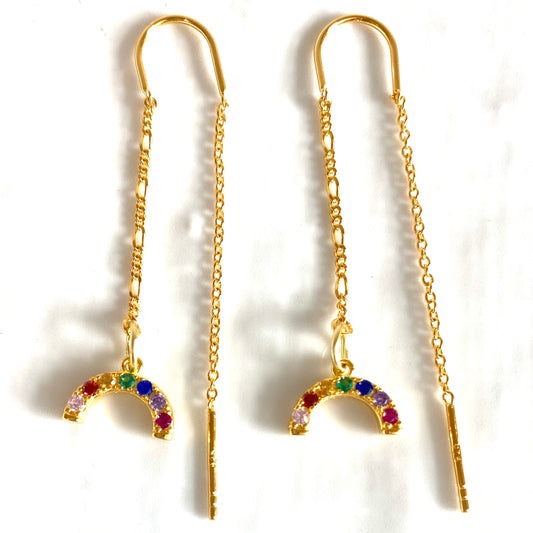 Mini rainbow threader earrings