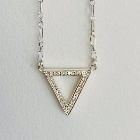 White topaz chevron necklace