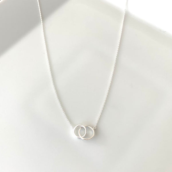 Two rings sterling silver necklace