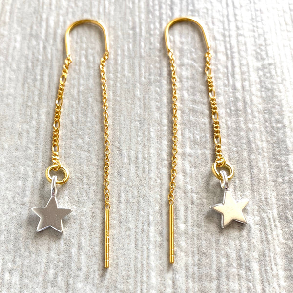 Star threader earrings