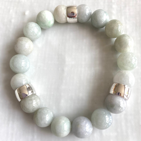 Jadeite bracelets with sterling silver beads