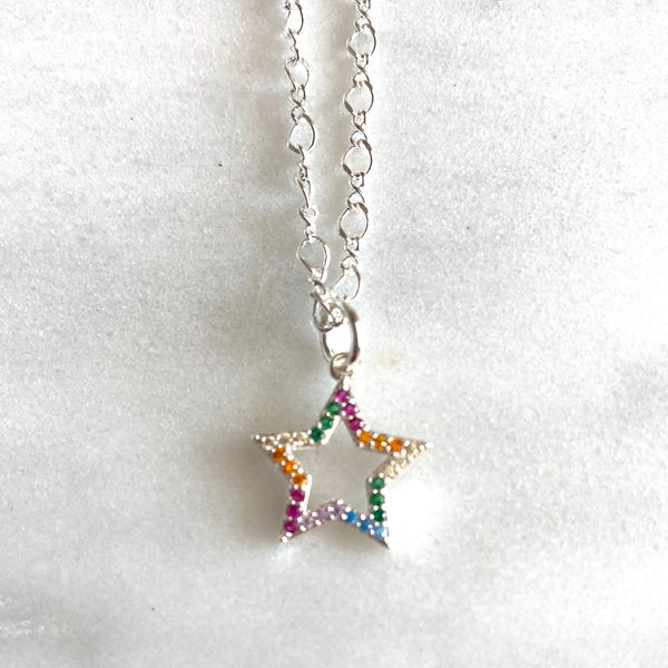 Rainbow plated charm necklace