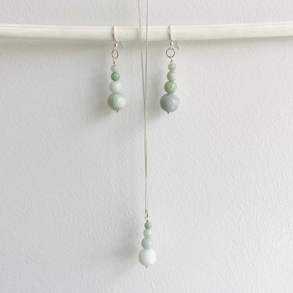 Jadeite four drop sterling silver necklace