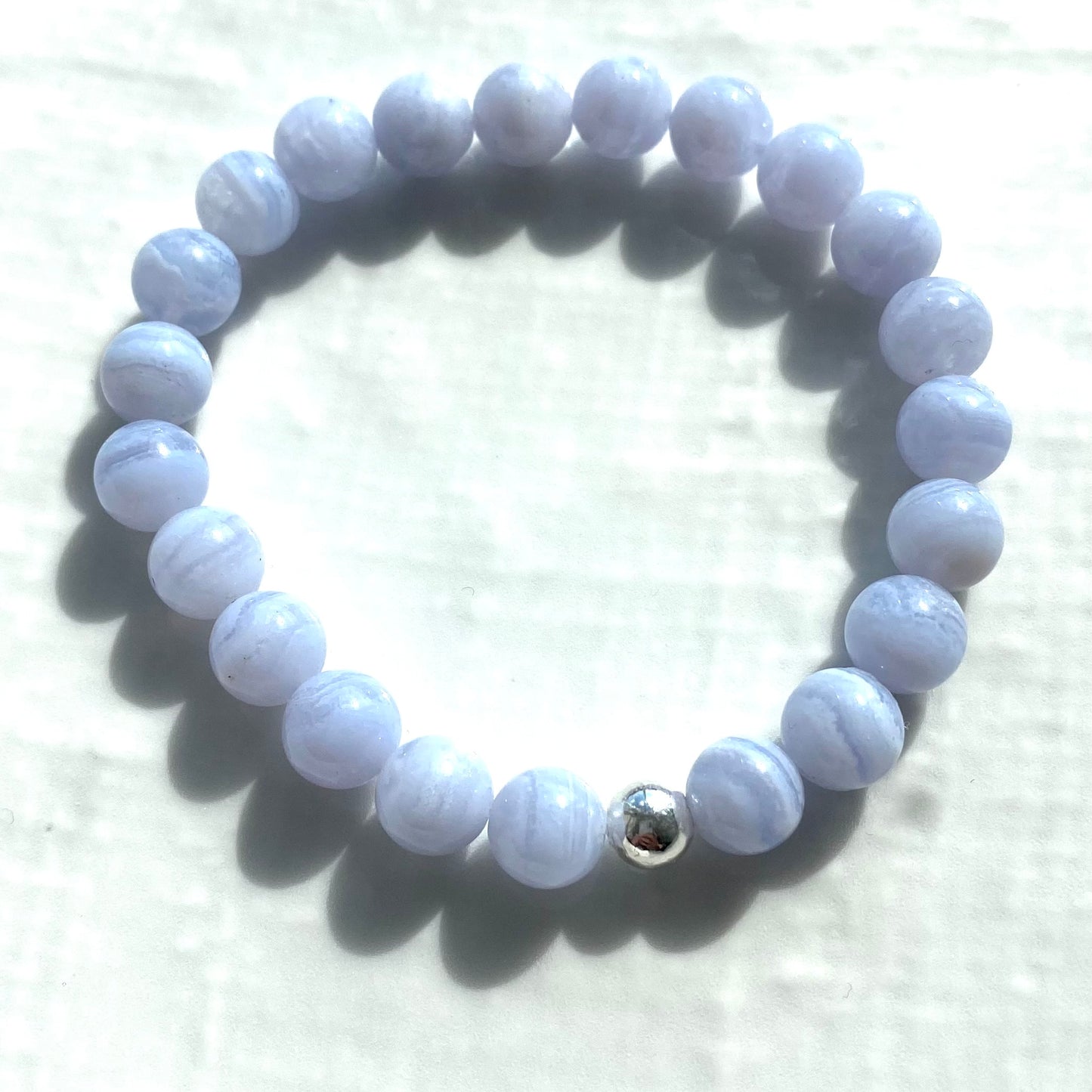 Blue lace agate sterling silver bracelet