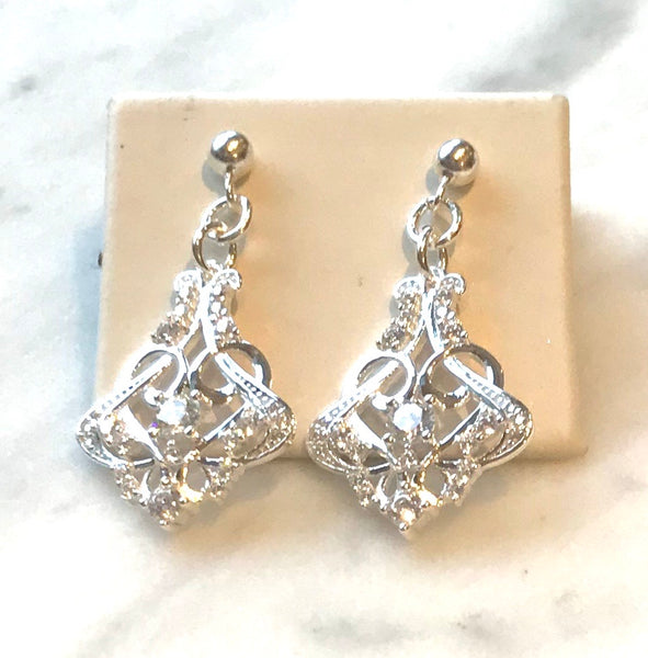 Art Nouveau cubic zirconia statement earrings