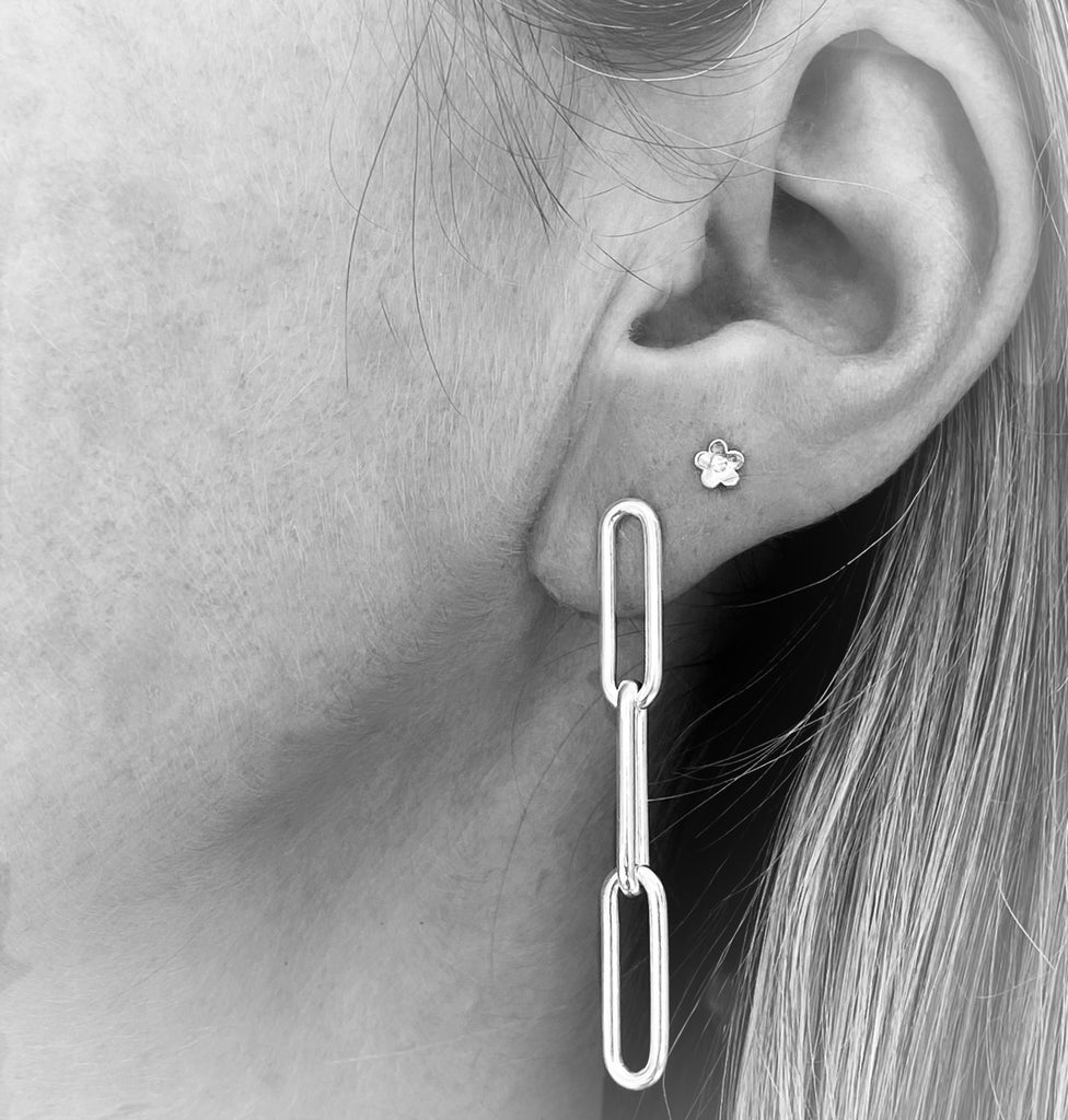 Long link statement earrings