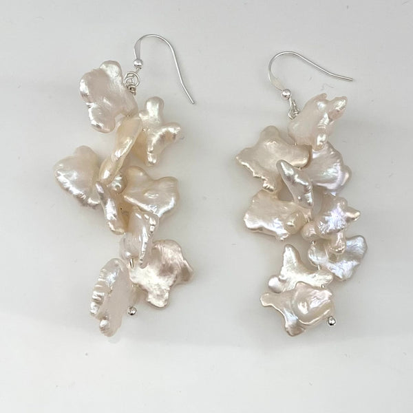 Statement jigsaw pearl cascade earrings